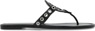 Tory Burch Leren slides Miller - Dames - Slippers - Zwart - 39 1/2 EU - Leer - Schoenen