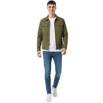 Jack Wills Heren Shire Utility-overshirt met doorlopende ritssluiting (Olijf)