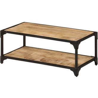 vidaXL Mesa De Centro De Madera Maciza De Mango Rugosa 90x45x35 Cm Vidaxl