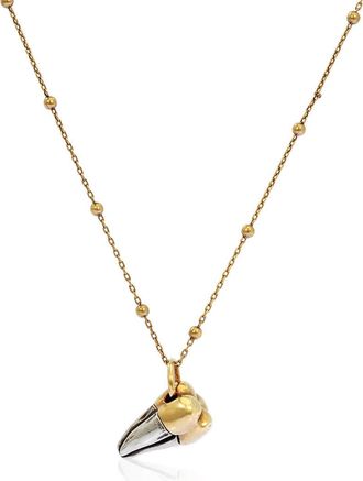 Roberto Cavalli Antique Gold Tone Tooth Pendant Necklace