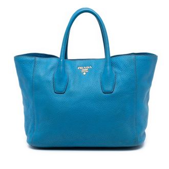 Prada Tweedehands Vitello Daino Open Convertible Tote