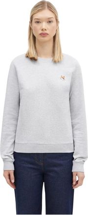 Maison Kitsun&eacute; Fox Head Patch Regular Sweatshirt - Dames - Sweatshirts - Grijs - L - Katoen - Hoodies & sweatvesten