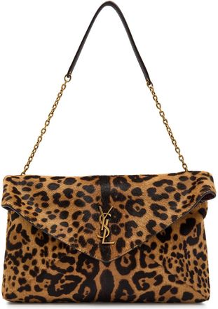 Saint Laurent Envelope Leopard-print Calf-hair Pouch - One Size