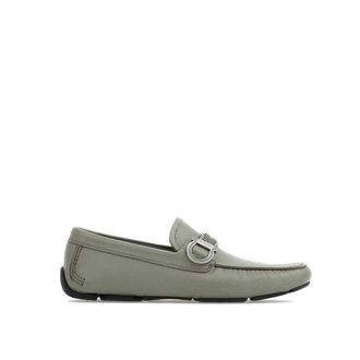 Ferragamo Gray Calfskin Slip-On Mens Loafers