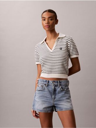 Calvin Klein Jeans Calvin Klein Womens Striped Stitch Polo Shirt - Multi - XL