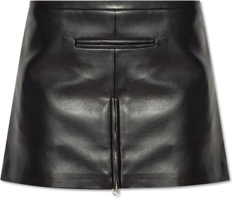 Courr&egrave;ges Tailored Vintage Leren Mini Rok - Dames - Leren & Su&egrave;de rokken - Zwart - S - Leer - Rokken