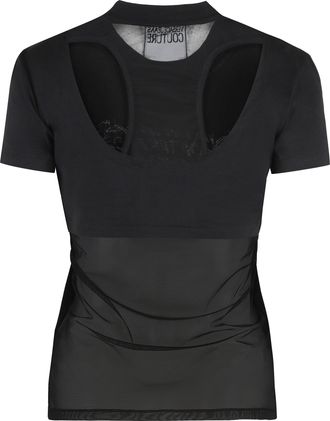 Versace Jeans Couture Womens Sequin Logo T-Shirt Black Main: Cotton T-Shirts & Jerseys