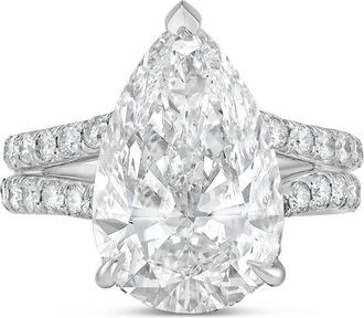 Diana M. Jewels Platinum 6ct lab grown pear diamond Micropav&eacute; Split Shank Ring