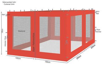 Quick-Star 4 Seitenteile Mit Moskitonetz F&uuml;r Rank Pavillon 3x4m Seitenwand Terra
