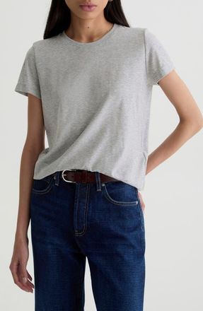 AG - Adriano Goldschmied Zoie Cotton & Linen Blend T-Shirt in Heather Grey at Nordstrom, Size X-Small