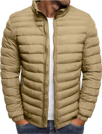 Generic Mens Coats Quilted Padded Puffer Jacket Mens Fleece Bodywarmer Activewear Top Cardigan Men Hoodies Winter Outdoor Hooded Lightweight Thermal Windproof