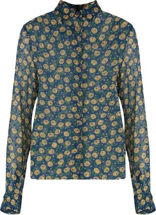 Aspesi Womens Printed Viscose Shirt - Teal - Size EU 40 (Womens)