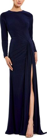 Mac Duggal Long Sleeve Fitted Jersey Gown With Ruched Waist