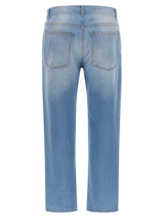 Moschino Logo-Patch Straight-Leg Jeans - Light Blue