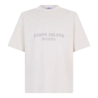 Stone Island T-Shirts, male, White, Size: L Cotton T-shirt with print