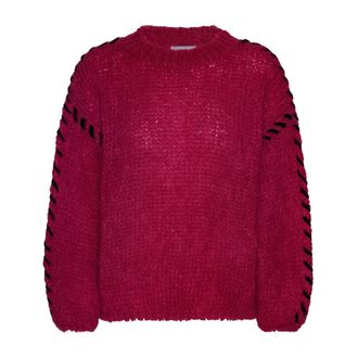 Americandreams Catia Mohair Stitch Pullover - Dames - Ronde hals truien - Rood - S/M - Wol - Truien & Vesten