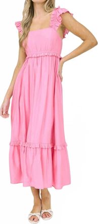 Blu Pepper Amelia Ruffle Midi Dress In Pink