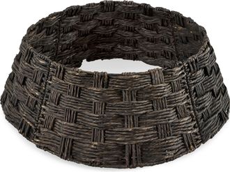 Best Choice Products 36in Basket Woven Hyacinth Christmas Tree Collar, Tree Skirt Accessory w/ Cord Cut-Out