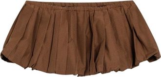 Miu Miu Vichy-ruit Pliss&eacute; Minirok - Dames - Korte rokken - Bruin - S - Katoen - Rokken