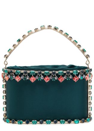 Rosantica Holli Buganville Crystal-embellished Satin top Handle bag - Teal - One Size
