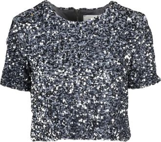 Vicolo Top Ntotal Paillettes - Dames - T-shirts - Grijs - M - Polyester - Tops