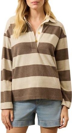 Faherty Legend Rugby Stripe Sweater in Mocha Rugby at Nordstrom Rack, Size X-Small