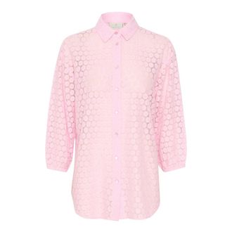 Kaffe Camisa Rosa de Encaje Top 3/4 Mangas - Blouses & Shirts - Mujer - Rosa - M