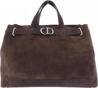 Dior Brown Suede Leather Handbag Tote Bag (Pre-Owned)
