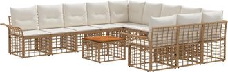 vidaXL Conjunto De Sof&aacute;s De Exterior 12 Uds. Natural Y Crema Poli&eacute;ster Vidaxl