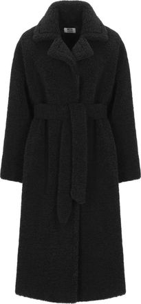 Betta Corradi Jas met ceintuur en puntige revers - Zwart