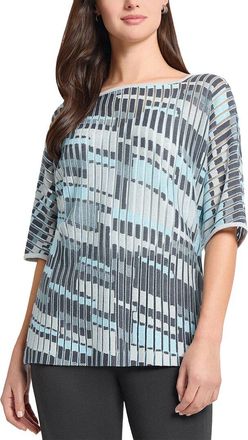 Ming Wang Sheer Burnout Jacquard Knit Tunic