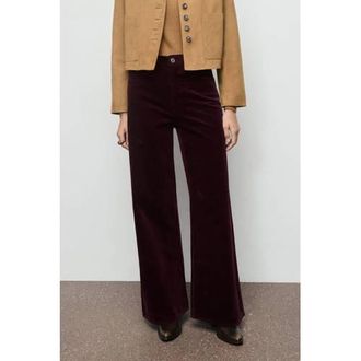 Mango high waist wide leg jeans donkerrood