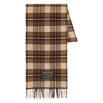 Woolrich Bufanda con estampado de cuadros y flecos - Accessories - Hombre - Marr&oacute;n - ONE SIZE