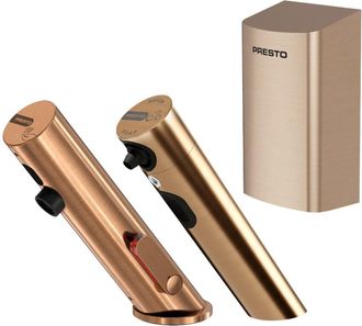 Presto Pack De Grifo Mezclador Infrarrojo Con V&aacute;lvula De Cierre + Dispensador De Jab&oacute;n Infrarrojo + Secador De Manos Presto Linea Cobre Cepillado