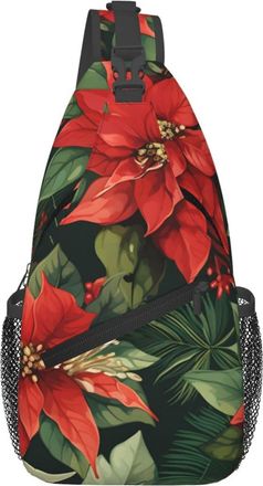 Generic Christmas Flower Cross Body Bag Trendy Chest Bag Anti Theft Backpack For Casual Runner Women
