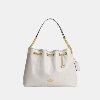 Coach Womens Evelyn Shoulder Bag With Quilting And Charm - White Leather - One Size