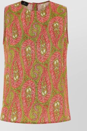 Etro sleeveless paisley-print twill blouse