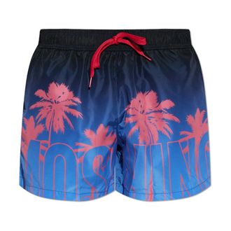 Moschino Beachwear, male, Blue, Size: 2XL Printed Swim Shorts