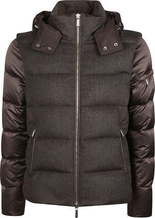 Moorer Casciano-SE9 Brown Hooded Wool Down Jacket
