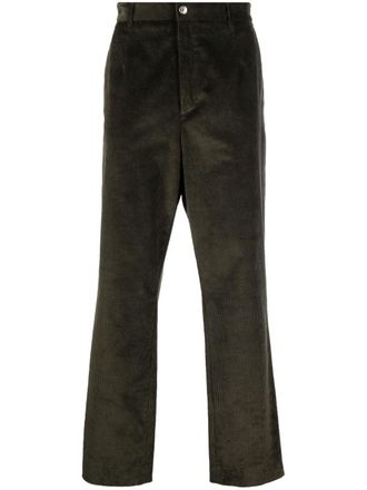 Roberto Cavalli logo-embroidered corduroy trousers - Green