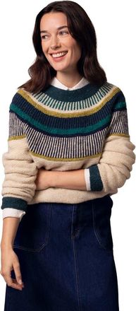 Celtic & Co. Statement Donegal Sweater in Oatmeal /Emerald at Nordstrom, Size X-Small