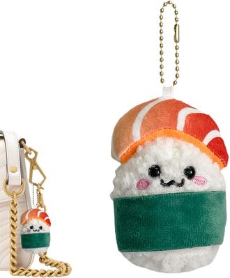 Generic Salmon Plush Keychain - Japanese Style Sushi Keychain | Cute Sushi Rice Ball Doll | Short Plush Keyring With PP Cotton Filling, Green Kawaii Food Toy 