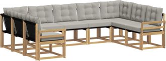 vidaXL Conjunto De Sof&aacute;s De Exterior 9 Uds. Blanco Y Gris Claro Vidaxl