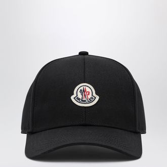 Moncler Black cotton baseball cap with patch
