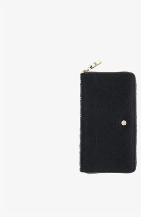 Borbonese Rivetto Portemonnee met rits en reli&euml;f - Dames - Portefeuilles - Zwart - ONE Size - Leer - Accessoires