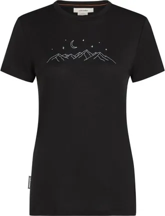 Icebreaker Merino150 TechLite S/S Sparkling Stars Merinoshirt f&uuml;r Damen | schwarz