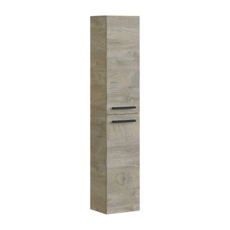 Dmora Dmora Columna De Ba&ntilde;o Alexandria, Mueble Columna Para Ba&ntilde;o Con 2 Puertas, Mueble De Pared Suspendido Con 2 Baldas, Cm 30x25h150, Roble, Con Embalaje R