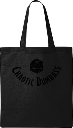 Generic Chaotic Dumbass Dice Logo Natural Ecological Cotton Tote Bag Black