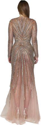 Room76 Womens V-Neck Long-Sleeve Dress Gold Polyamide
