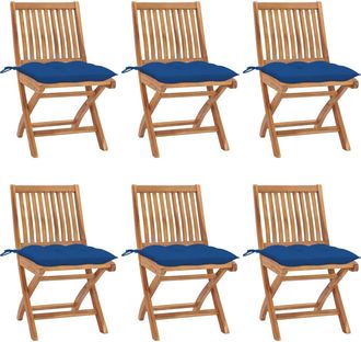 vidaXL Sillas De Jard&iacute;n Plegables 6 Uds Madera Maciza Teca Con Cojines Vidaxl